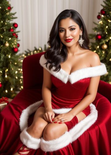 Beautiful Latina Woman Christmas Portrait