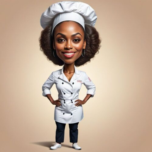 Young beautiful Black woman caricature as a chef