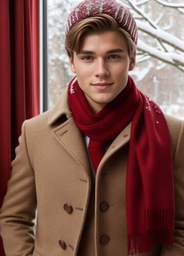 Stylish Young Man with Red Scarf