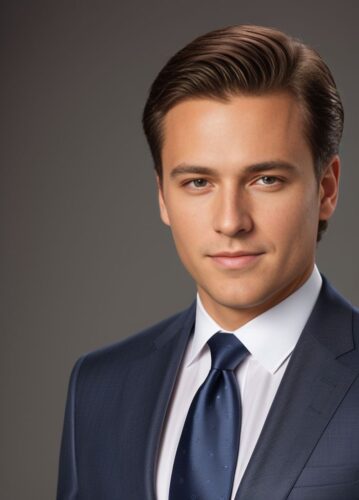 Full-length shot of a man in a designer suit and tie