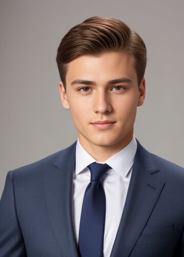 Studio Headshot of Young Man in Tailored Suit