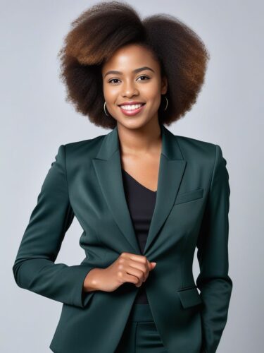 Professional Full Body Portrait of a Cheerful Young Afro-European Woman