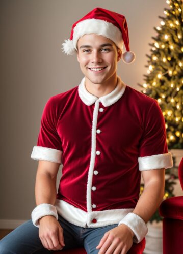 Young Man with Santa Hat
