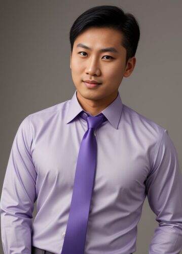 Asian Young Professional in Lavender Dress Shirt