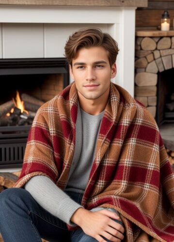 Young Man by a Roaring Fire