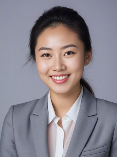Studio Portrait of a Happy Young East Asian Woman