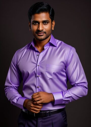 Indian Entrepreneur in Sharp Purple Dress Shirt