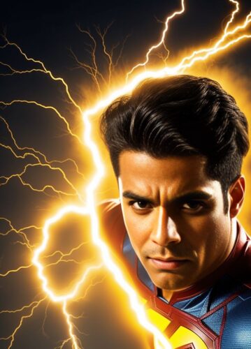 Hispanic SuperHero Man Controlling Electricity