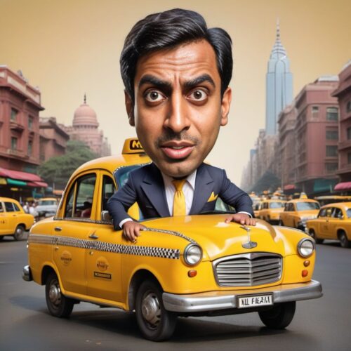 Caricature of a Young South Asian Cab Driver
