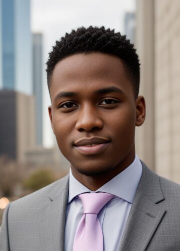 Young Black Finance Expert in Grey Suit