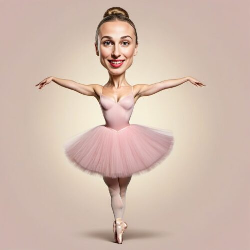 Caricature of a Young Beautiful Woman in Ballerina Pose