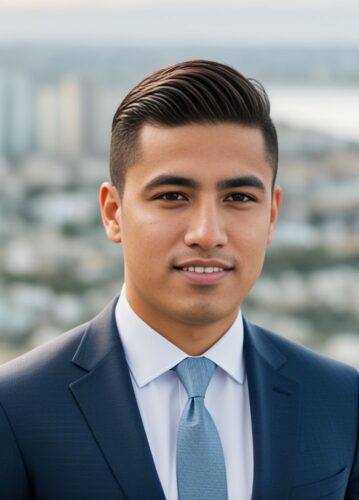Hispanic Young Professional in a Tailored Suit