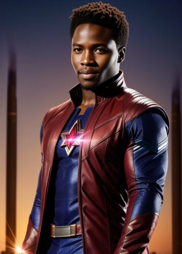 African SuperHero Man with the charm of Star-Lord