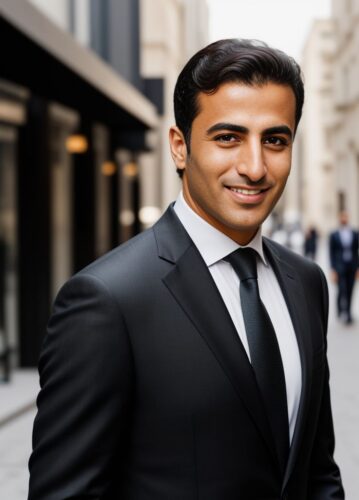 Middle Eastern Businessman in Sleek Black Suit