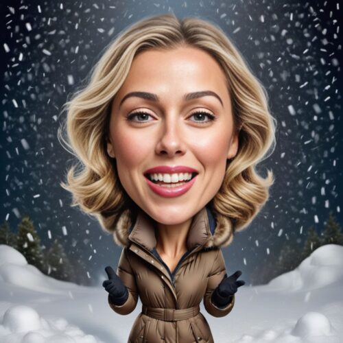 Caricature of a Young Woman Catching Snowflakes