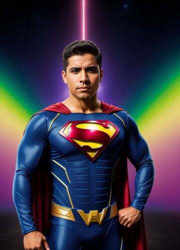 Hispanic SuperHero Man with Vision Powers