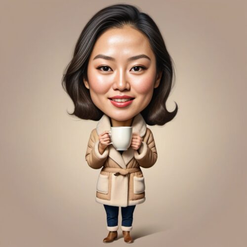 Caricature of a Young Beautiful Asian Woman