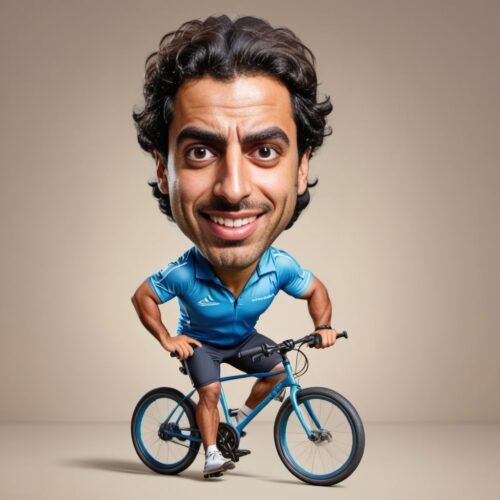 Caricature of a Young Middle-Eastern Cyclist