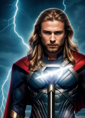 Magazine Cover: Young Man Superhero Channeling Thor
