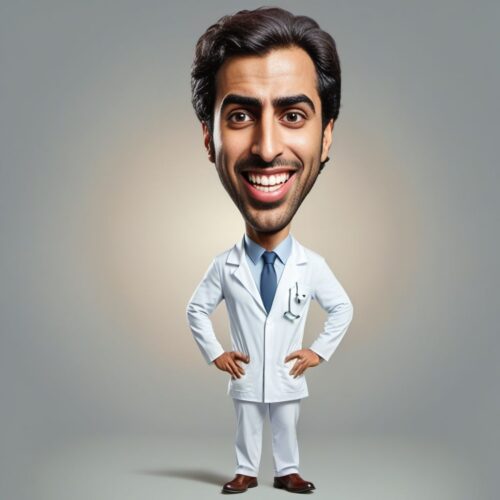 Caricature of a Young Middle-Eastern Dentist