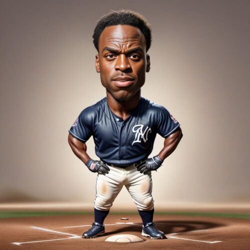 Caricature of a Young Black Man as a Baseball Player