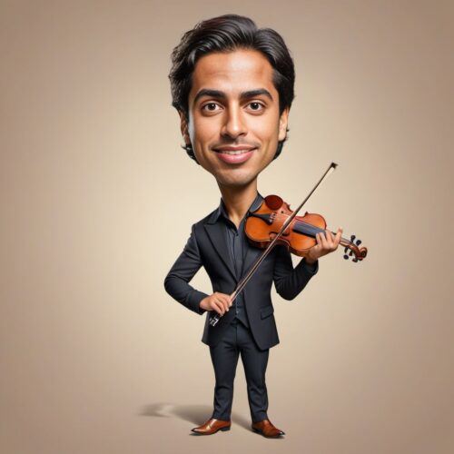 Caricature of a Young Hispanic Musician