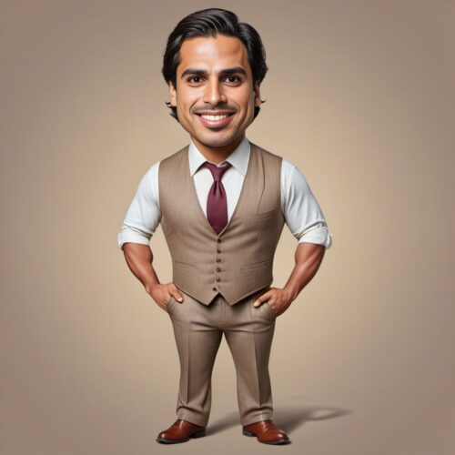 Young Hispanic Man Caricature as a Tailor