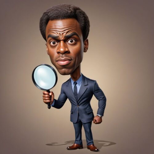 Caricature of a Young Handsome Black Man as a Detective