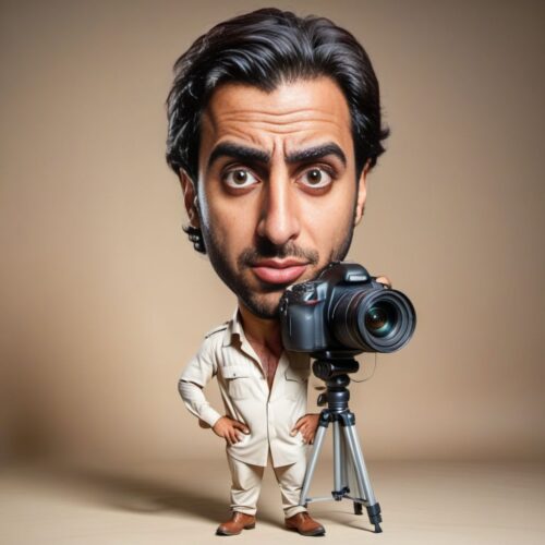 Caricature of a Young Middle-Eastern Man as a Photographer