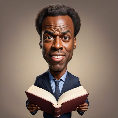 Young handsome Black man caricature as a teacher