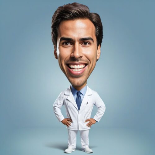 Caricature of a Young Hispanic Dentist
