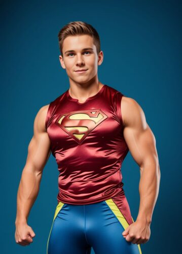 Young Man Superhero Fitness Instructor