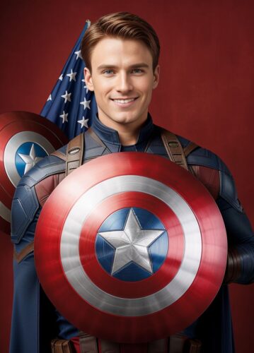 Superhero Man with Captain America’s Shield