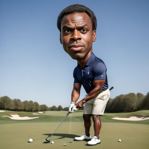 Caricature of a Young Black Golfer