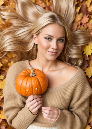 Beautiful Blonde Woman Thanksgiving Photoshoot Portrait