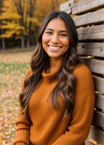 Native American Woman with a Warm Thanksgiving Smile