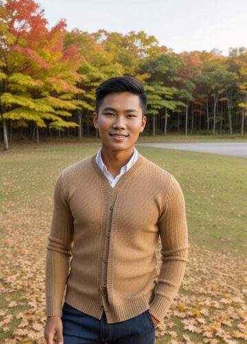 Southeast Asian Young Man in Thanksgiving Outfit