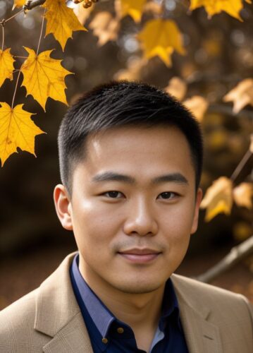 East Asian Man in Thanksgiving-Themed Outdoor Portrait