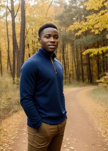 African Young Man in Thanksgiving Outdoor Portrait