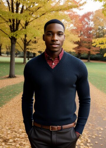 Black Young Man in Stylish Autumn Outfit