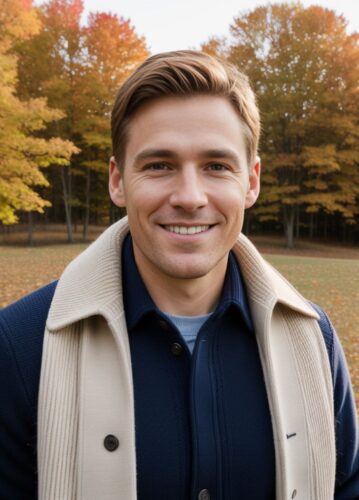 White man with a warm Thanksgiving smile