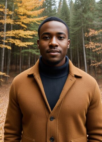 Black man in a Thanksgiving outdoor portrait