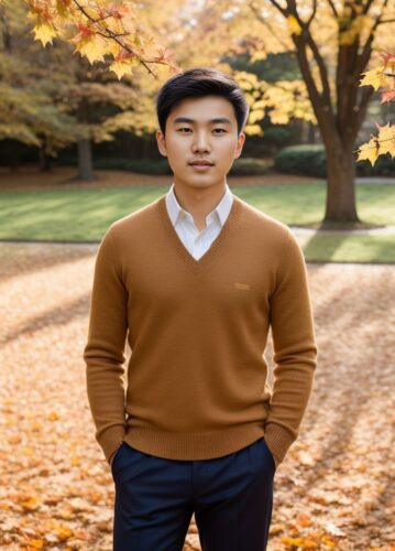 Asian Young Man in Thanksgiving-Themed Shoot