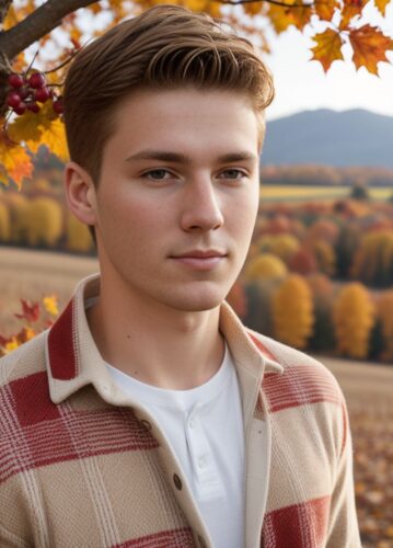 White young man in a sharp, focused portrait for Thanksgiving