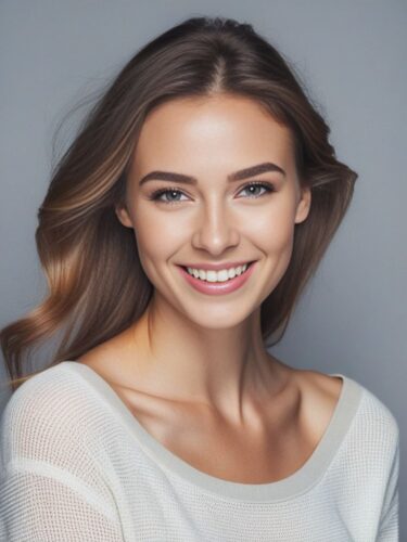 Cheerful Young Woman with Natural Makeup