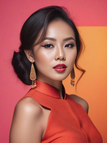 Young Southeast Asian Woman with Trendy Makeup