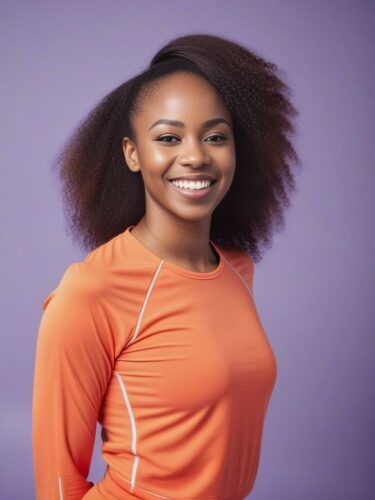 Cheerful Young African Woman with Straight Hair