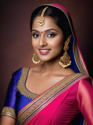 Radiant South Asian Woman with Traditional Makeup