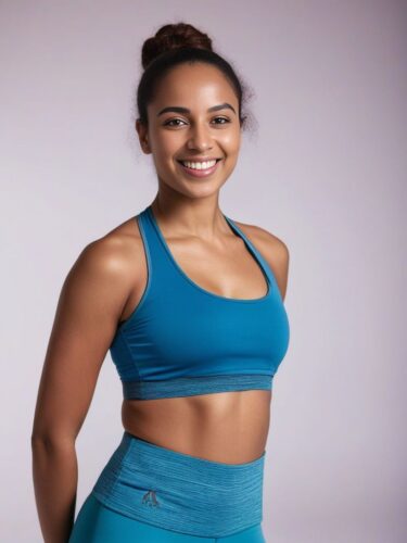 Smiling Young North African Woman in Yoga Gear