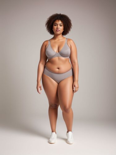 Young Mixed-Race Plus Size Underwear Fashion Model